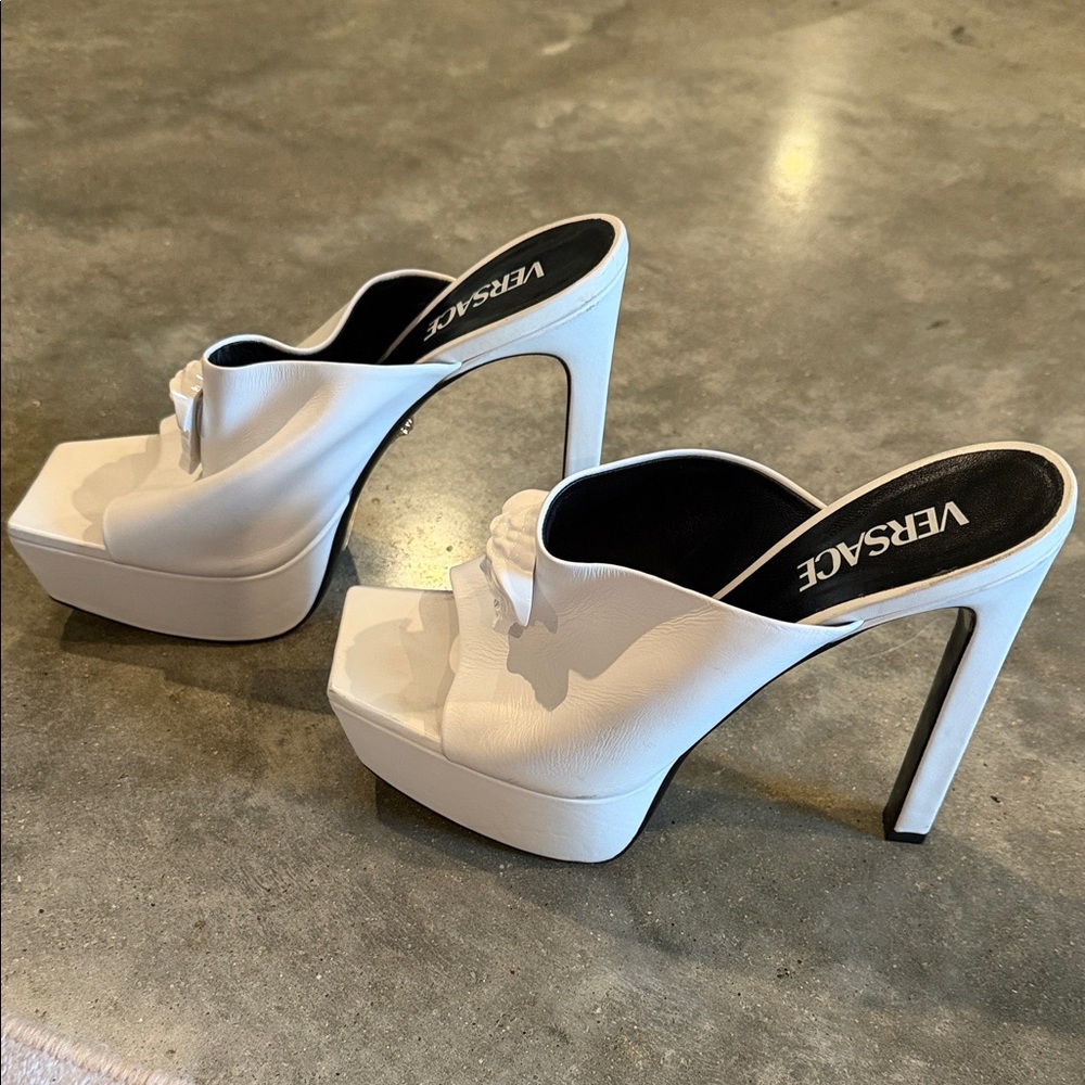 Authentic Versace White platform Mules with Medusa Detail - Picture 3 of 9